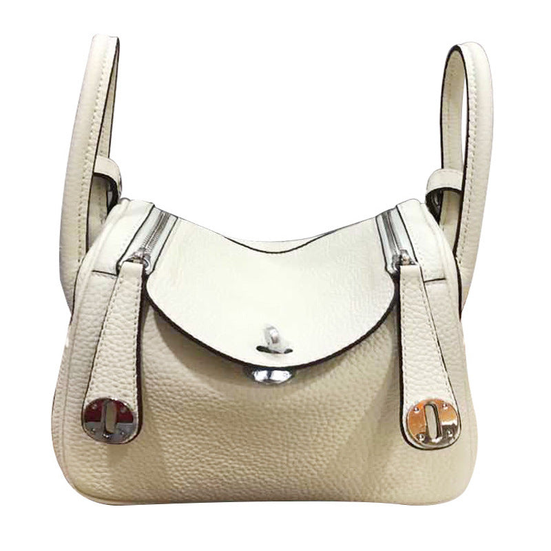 Top Grain Leather Inspired Lindy Bag Silver Hardware