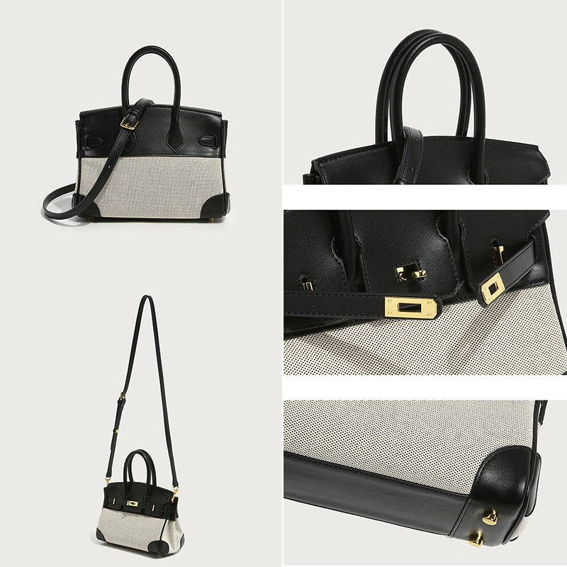 Inspired Birkin Bag Canvas & Vegan Leather Handbags for Woman