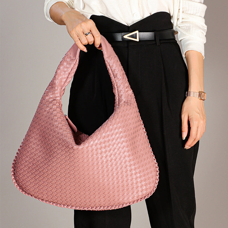 Dumpling Bag Woman Hobo Bag Vegan Leather Woven Bag