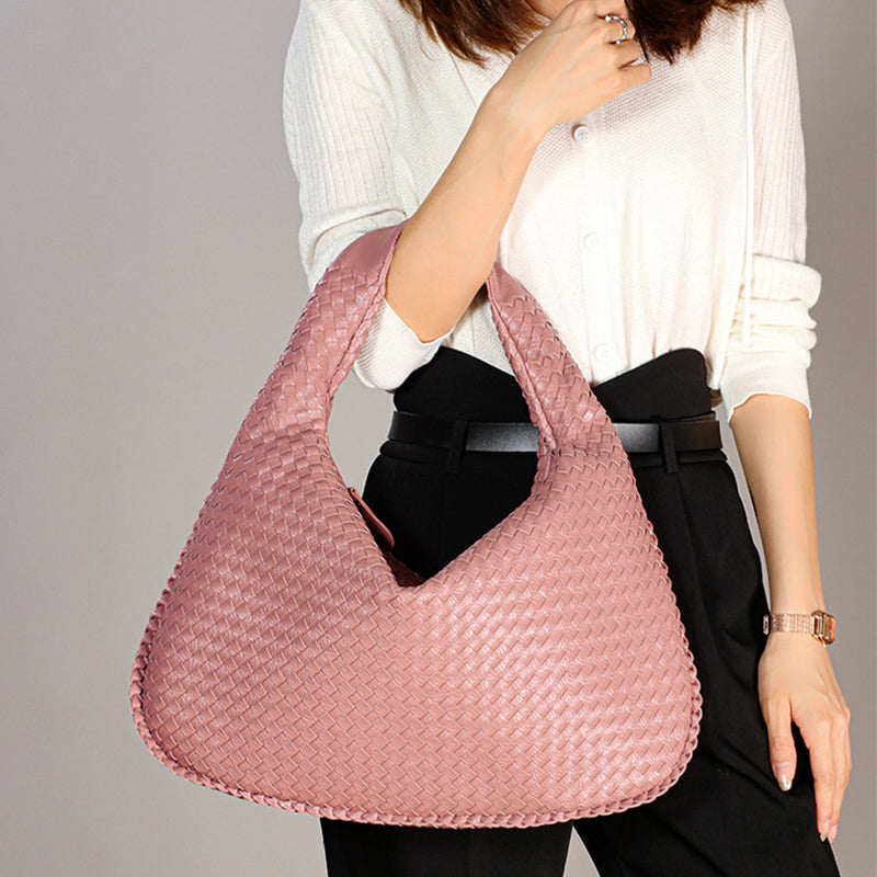 Dumpling Bag Woman Hobo Bag Vegan Leather Woven Bag