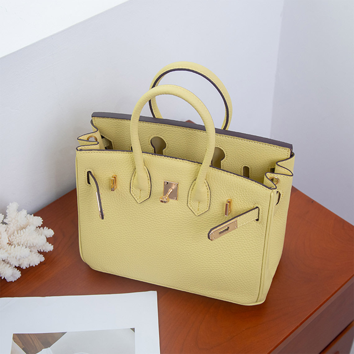 Top Grain Leather Inspired Birkin Handbag