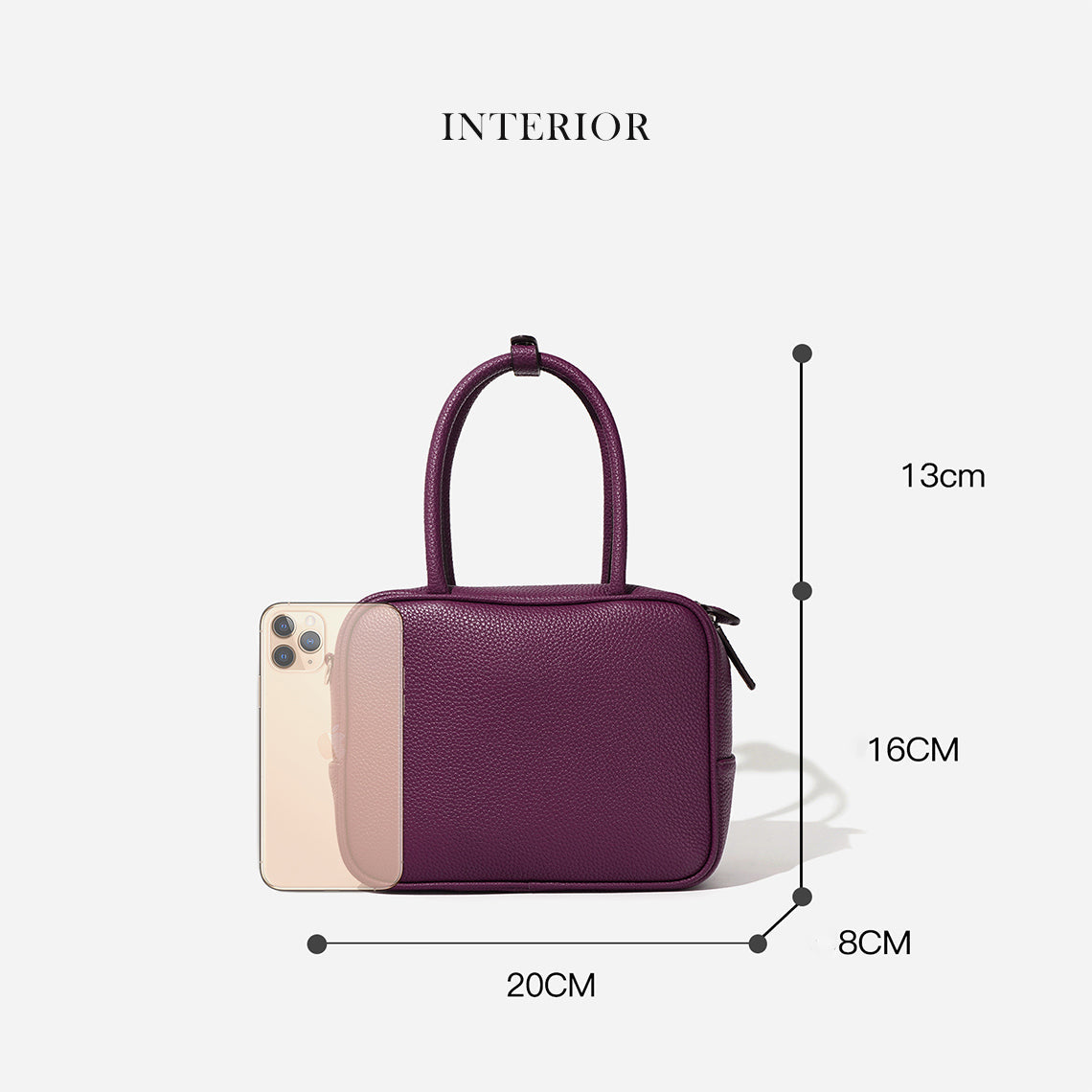 Top Grain Leather Square Bowling Handbag