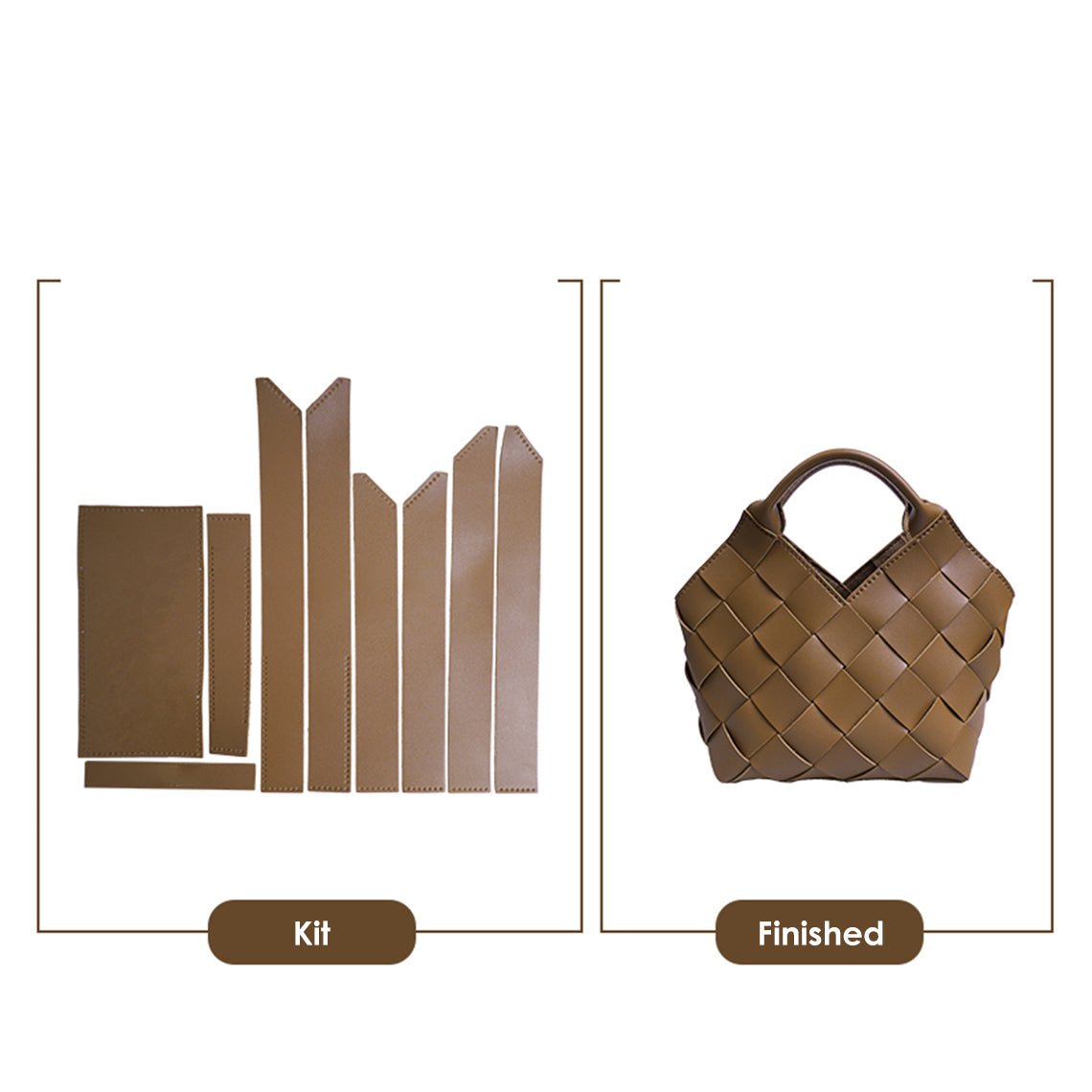 Brown Leather Woven Handbag DIY Patterns | A Leather Kit to Make Your Own Bag - POPSEWING®