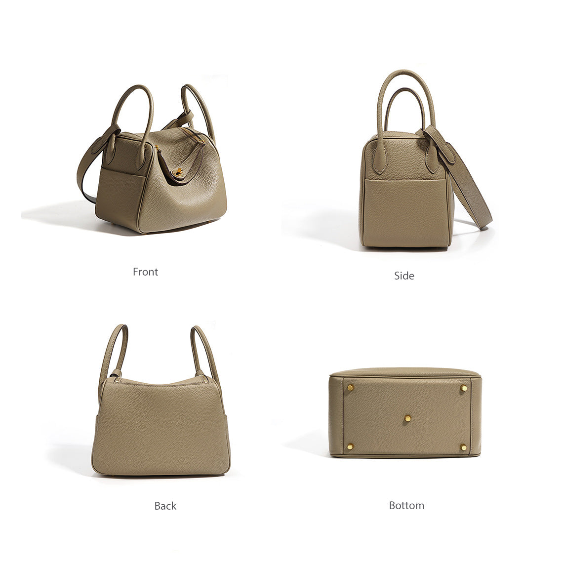 Taupe Leather Handbag | Top Handles Handbag for Women - POPSEWING™