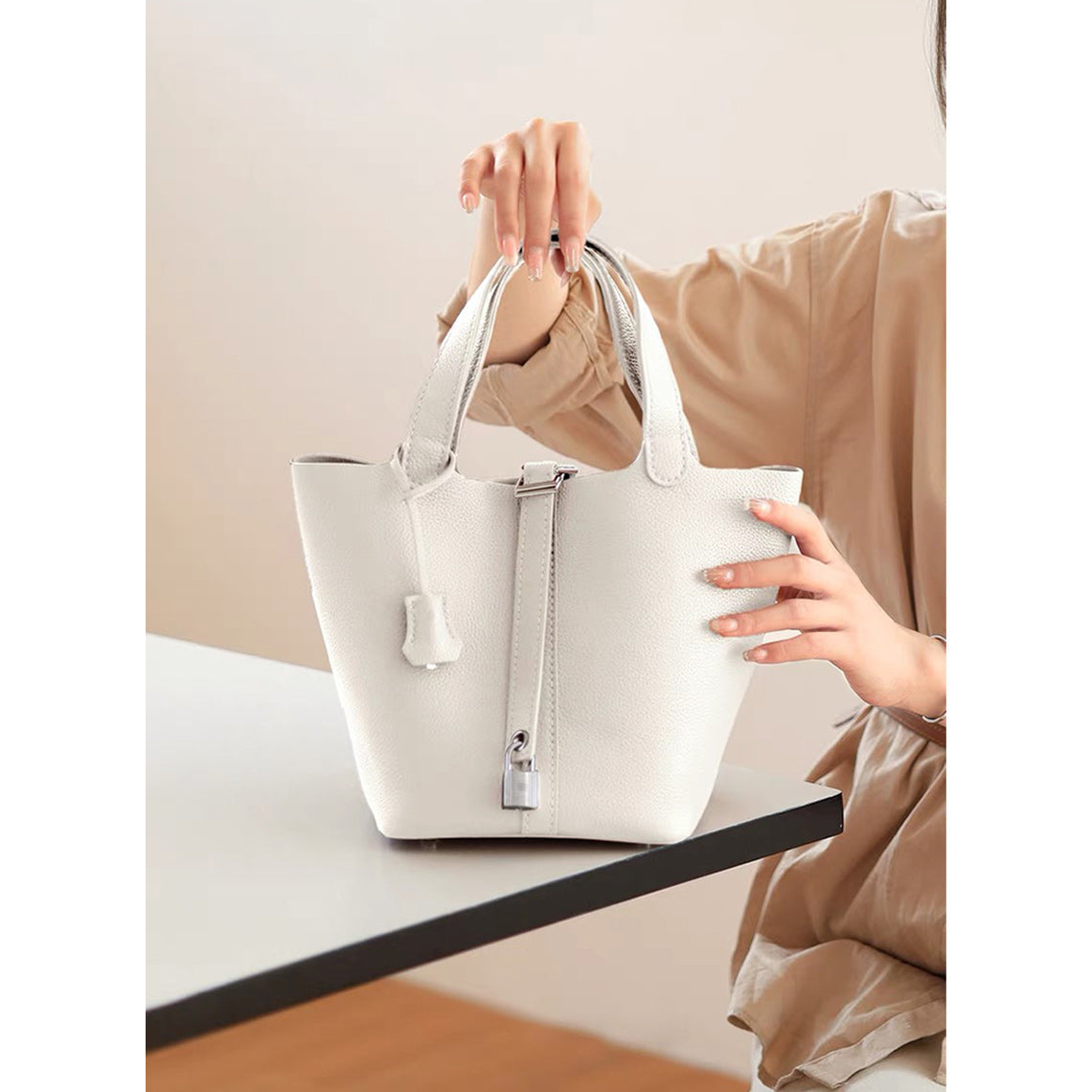 POPSEWING® Top Grain Leather Lady Picotin Lock Totes Bag DIY Kit