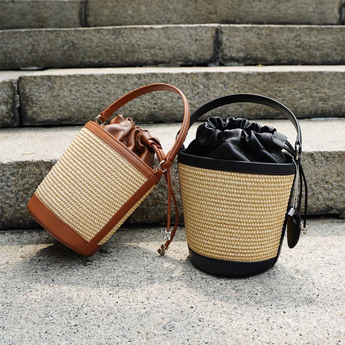 Versatile Straw Leather Small Handbag for Women | Beach Bags