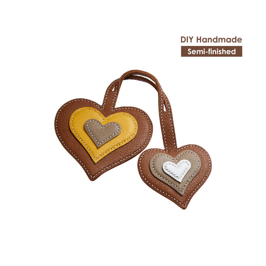 DIY Leather Bag Charm Kit | Luxury Leather Double Heart Bag Charm Handmade Bag Accessories - POPSEWING™ DIY Leathercrafts