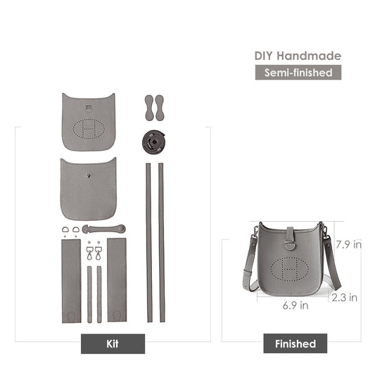 Evelyne Bag DIY Leather Kit - Mini Crossbody Bag Pink Grey | POPSEWING™ 
